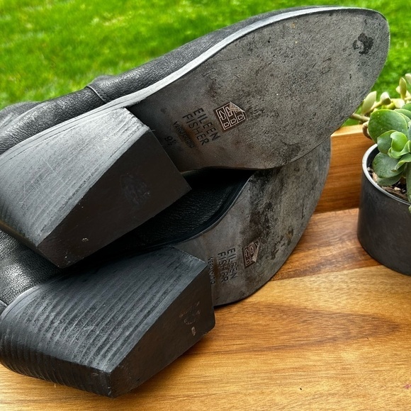 EILEEN FISCHER  “PEER” Suede Booties Heeled Ankle Boots Black | Size 9.5 - Picture 9 of 11